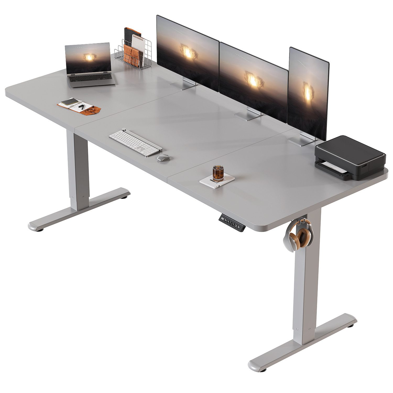 HOMALL Schreibtisch Schreibtisch Höhenverstellbarer mit Gedächtnis und Sitzerinnerung (2-lagige Hohenverstellung mit sitzender Erinnerungsfunktion und USB-Ladeanschluss)