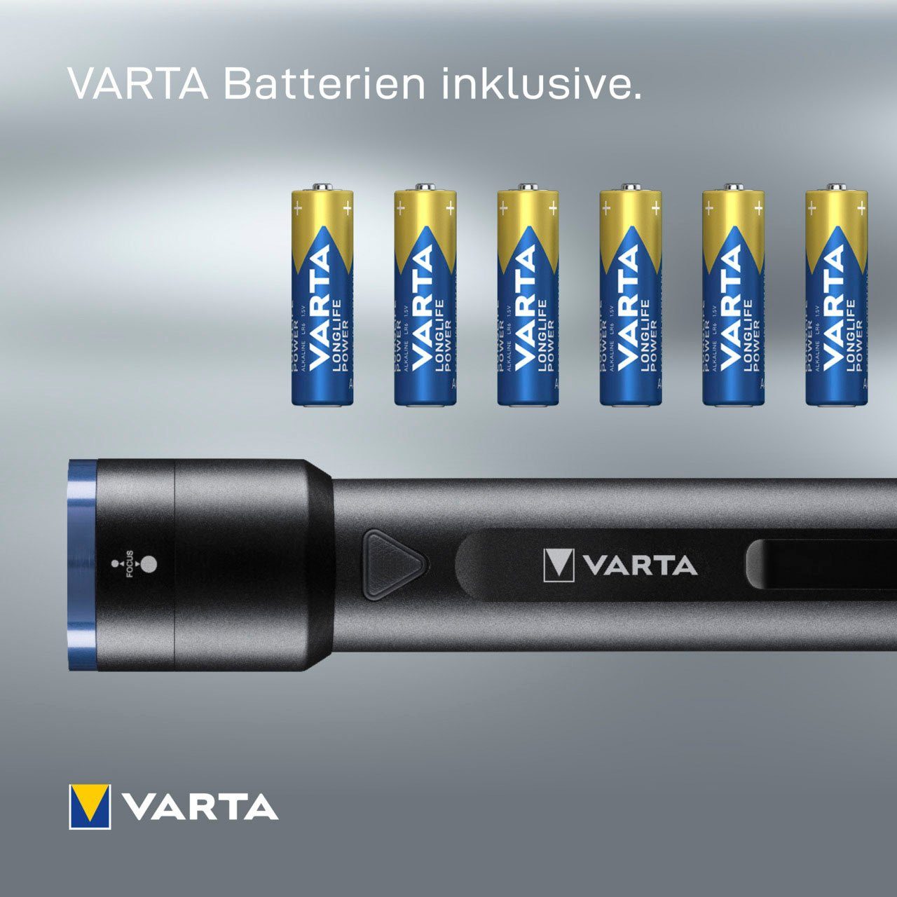 VARTA Taschenlampe Night Cutter F40 Leuchtstärke, 1000 Leuchtmodi, Premium schwarz Lumen vier (Set)