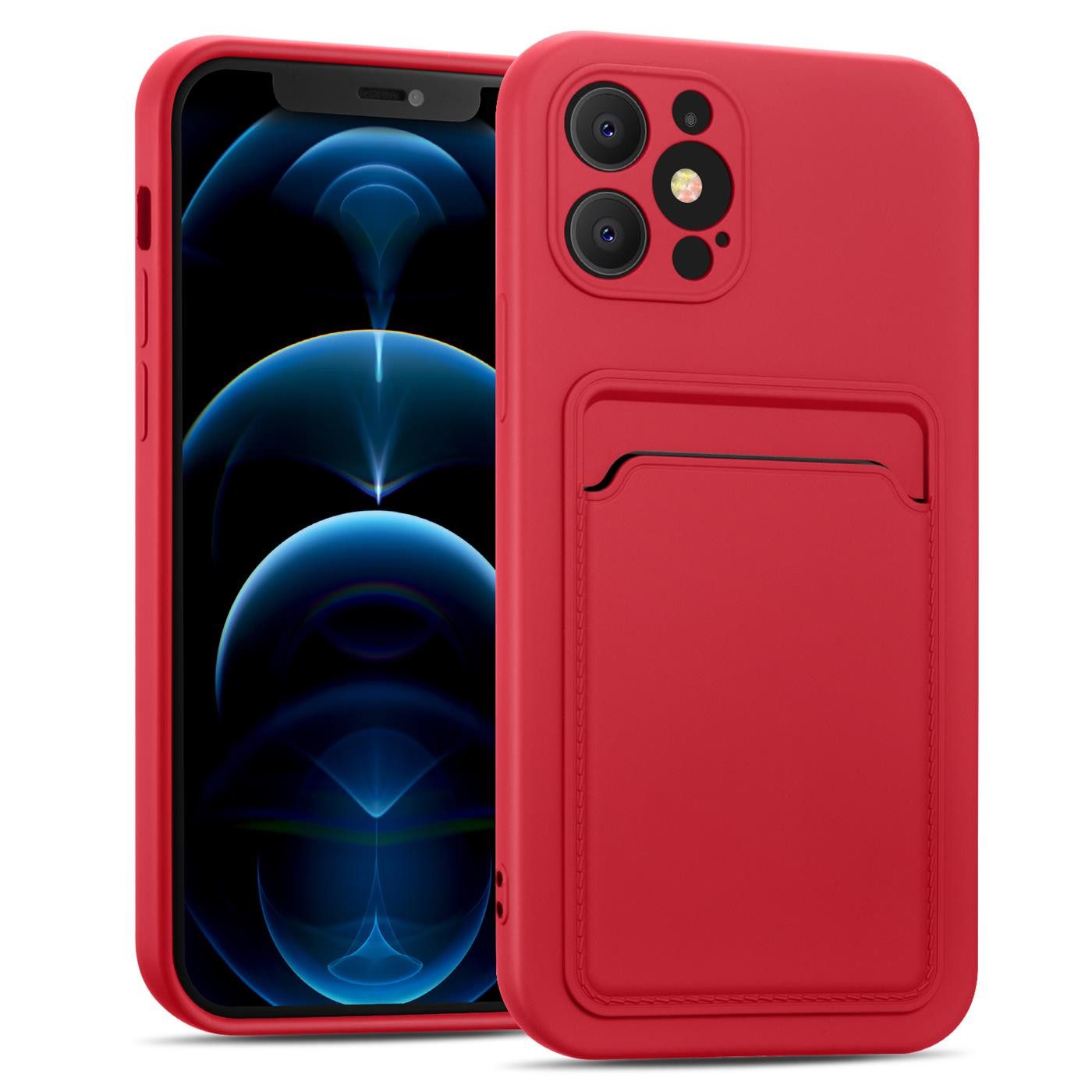 CoolGadget Handyhülle Card Case Handy Tasche für Apple iPhone 12 Pro 6,1 Zoll, Silikon Schutzhülle mit Kartenfach für iPhone 12 Pro Hülle
