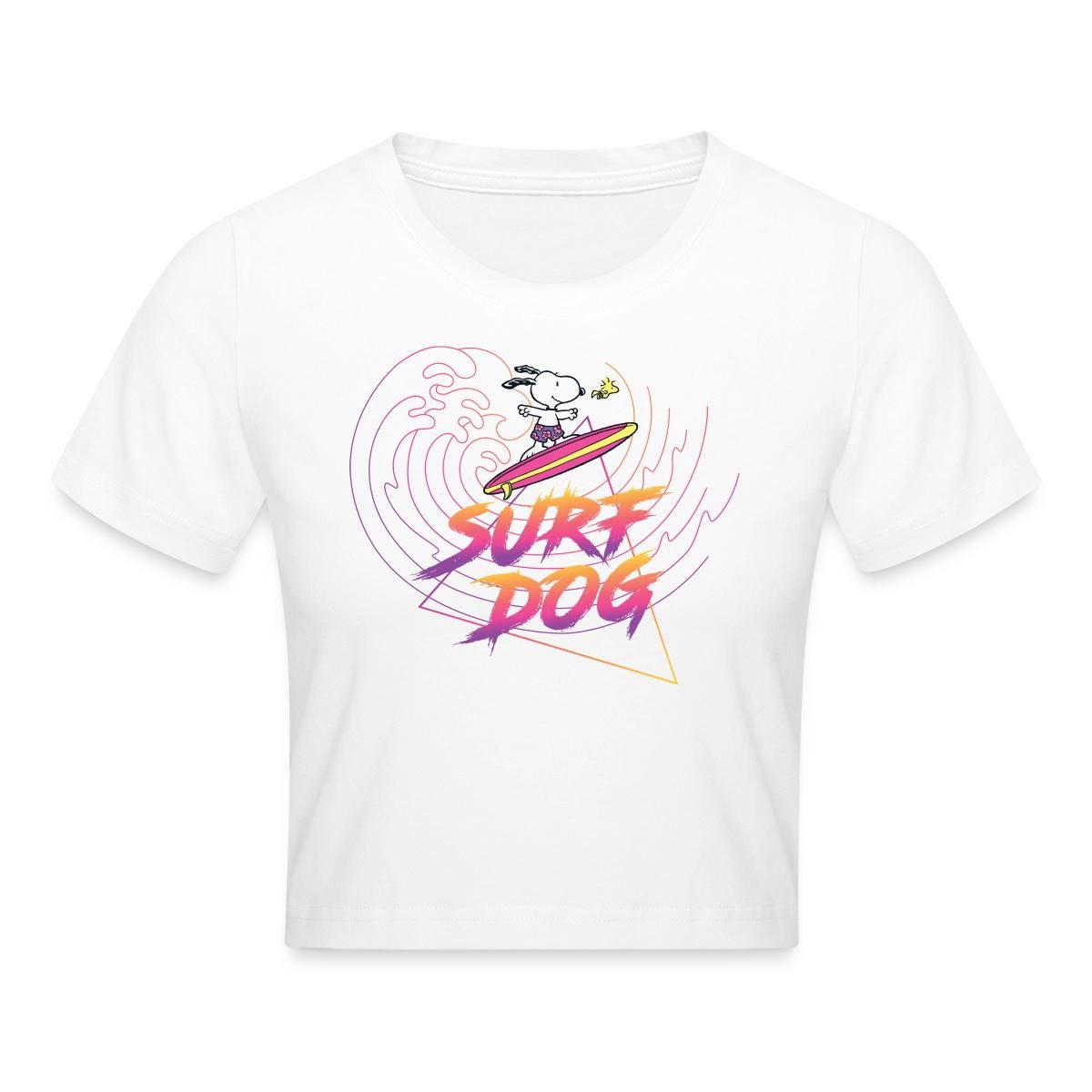 Spreadshirt T-Shirt Peanuts Snoopy Urlaub Cool Surfen Strand Crop Top (1-tlg)