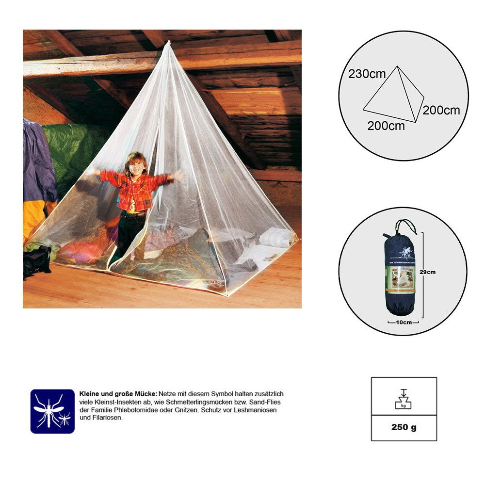 Brettschneider Moskitonetz Fine Mesh Pyramid Moskitonetz, Reise Mücken Netz Insekten Schutz
