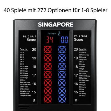 XQMAX Dartscheibe Elektronischer Zähler Dart Singapore, (für 40 Spiele und 272 Variationen, variable Schwierigkeitseinstellungen), Scoreboard Dartboard Touchpad Punktestand Steeldart