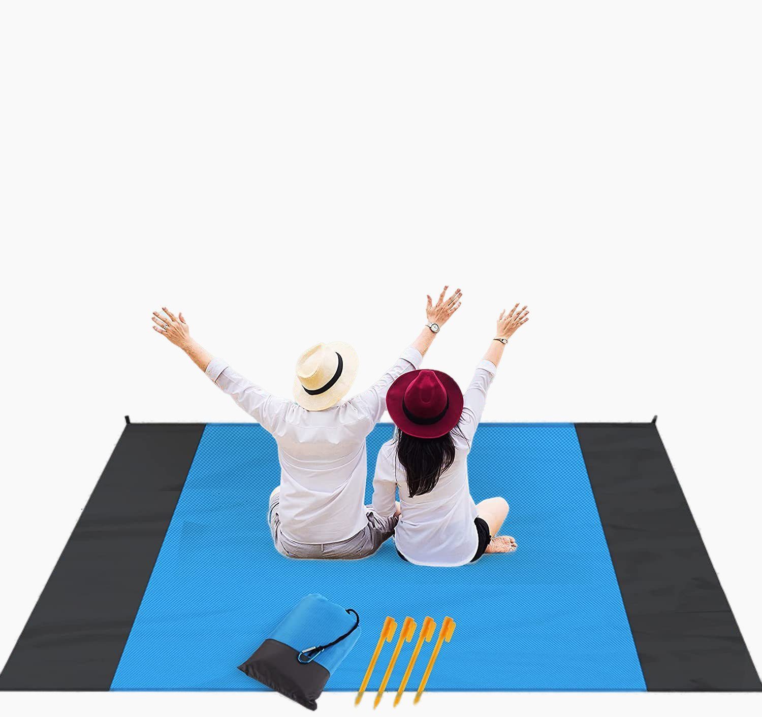 Picknickdecke Wasserdicht Stranddecke Sandfrei, 210 x 200 cm, für 4-6 Person