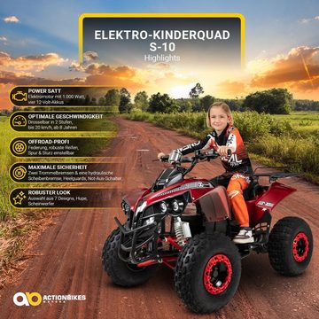 Actionbikes Motors Elektro-Kinderquad Kinder Elektroquad S10 1000 W 48 V, Belastbarkeit 80 kg, (1-tlg), Midi Quad bis 80 kg - hydraulische Scheibenbremse - bis 20 km/h