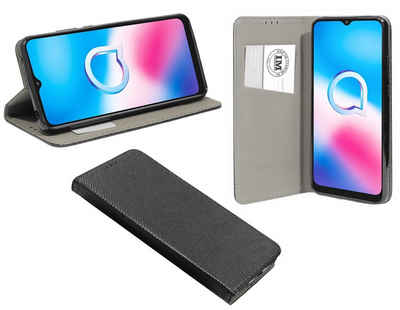 cofi1453 Handyhülle Hülle Tasche für Alcatel 3X (2020), Kunstleder Schutzhülle Handy Wallet Case Cover mit Kartenfächern, Standfunktion Schwarz