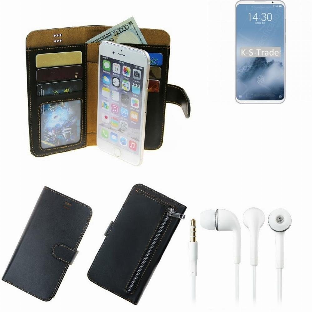 K-S-Trade Handyhülle für Meizu 16th Plus, TOP SET Portemonnaie Schutz Hülle schwarz aus Kunstleder +