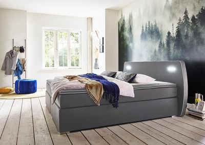 ATLANTIC home collection Boxspringbett REX LED, inklusive LED-Beleuchtung und Topper