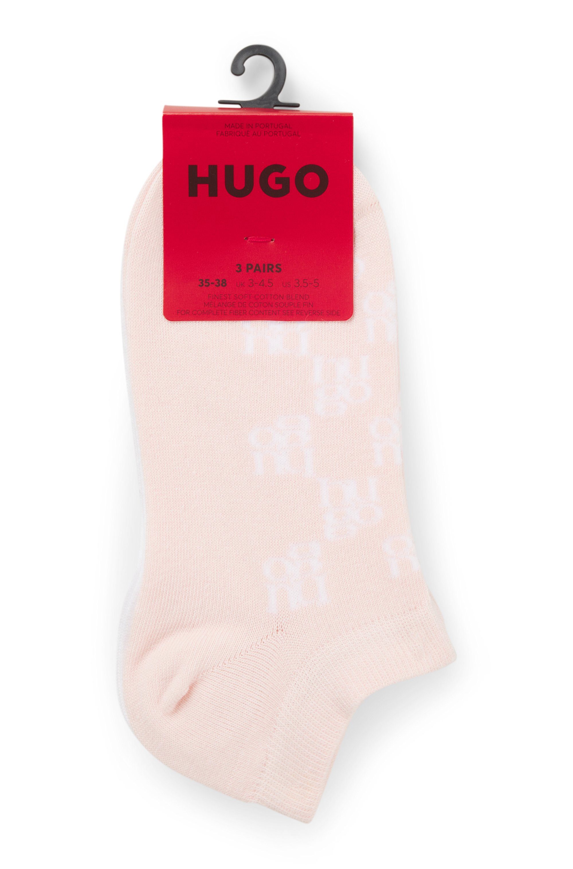 HUGO Sneakersocken (3-Paar) verstärkte Fersen- und Zehenpartie