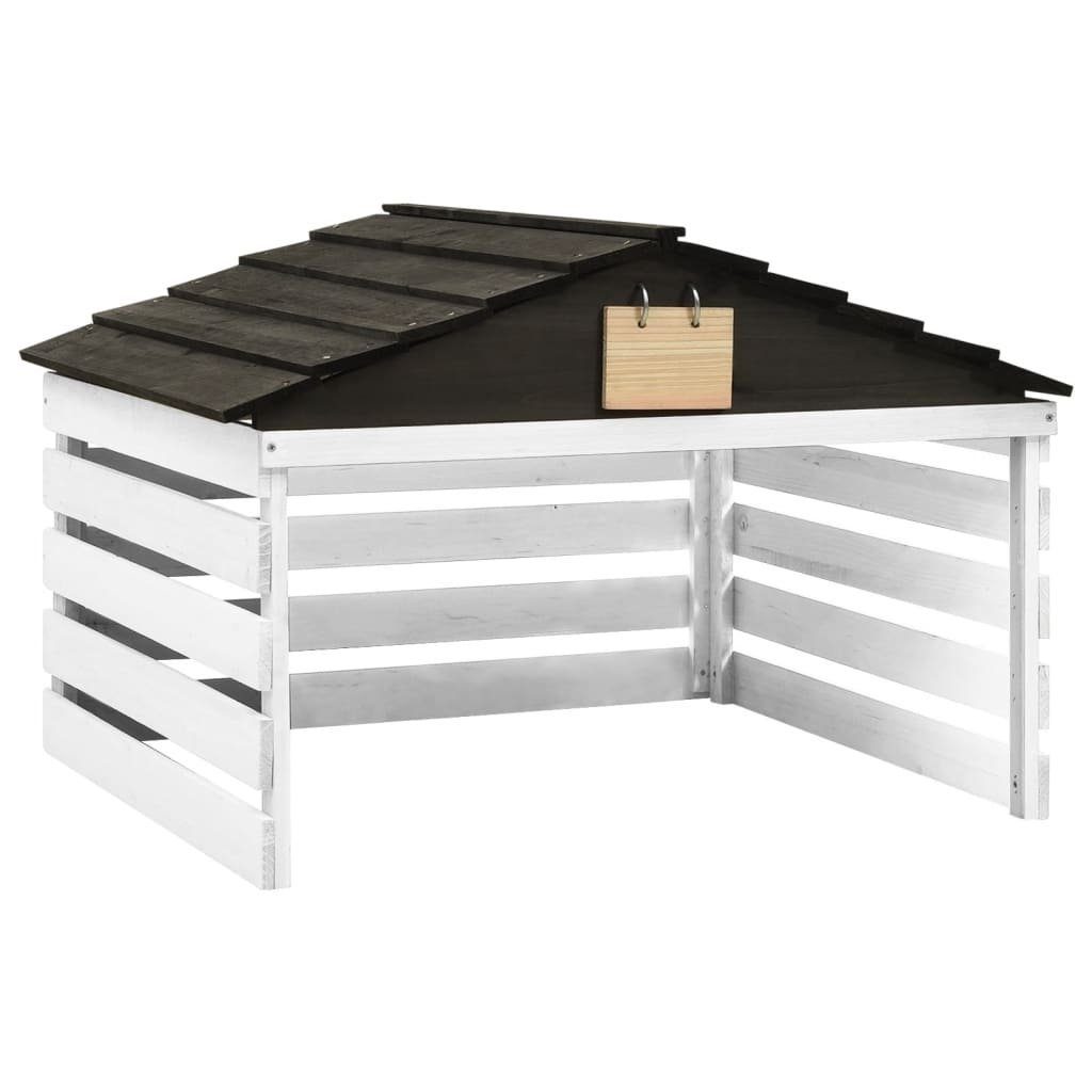 vidaXL Mähroboter-Garage Mähroboter-Garage Schwarz und Weiß 78x74x54 cm Tannenholz, (1-St) schwarz