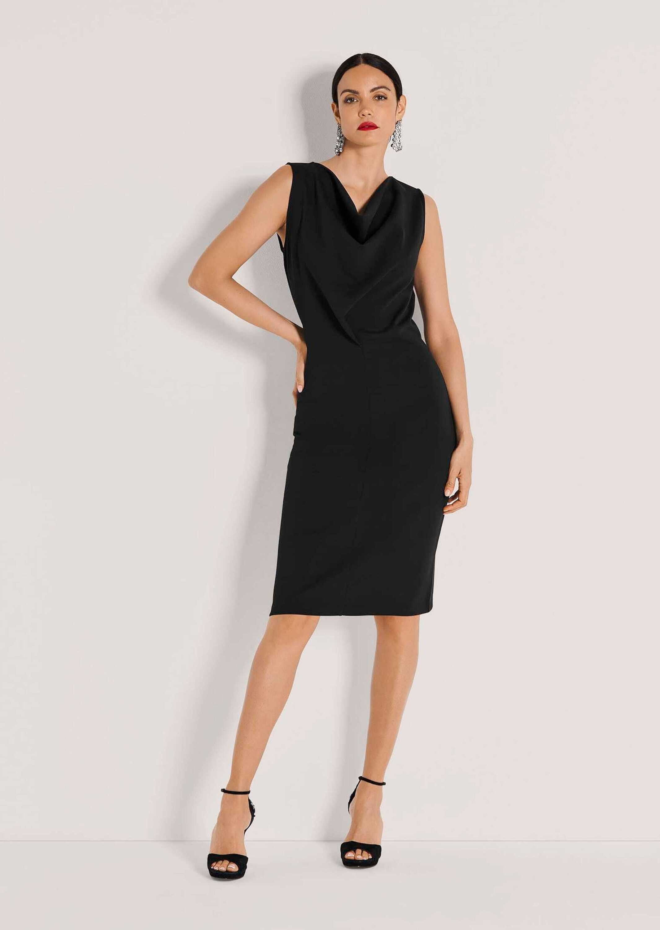 MADELEINE Midikleid Elegantes Jersey-Kleid mit Wasserfallausschnitt Ärmellos und figurbetont, knieumspielende Länge