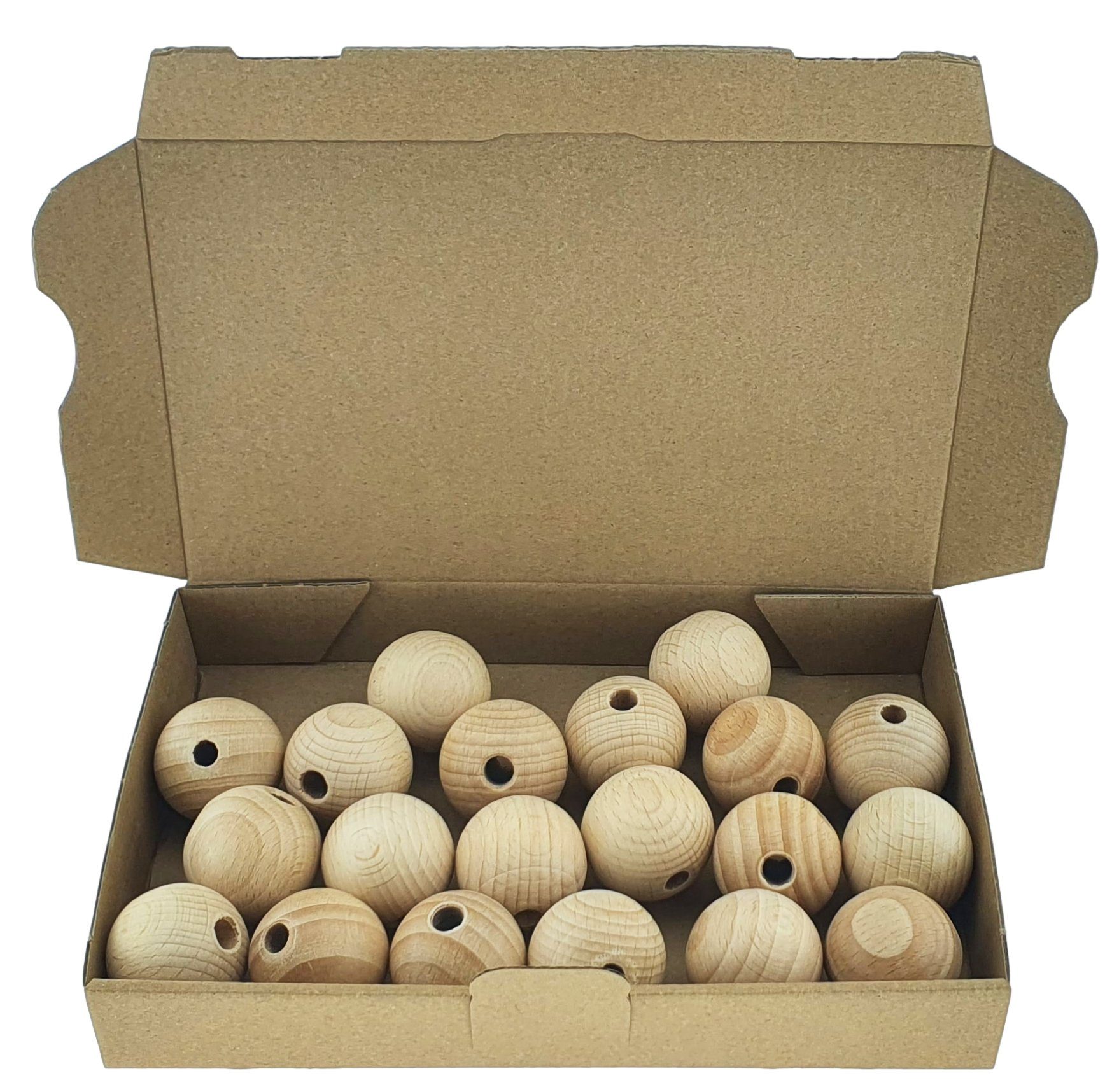 Dekokugel 20 x Holzkugeln Ø 35 mm mit 8 mm Bohrung zum Basteln aus Buchenholz