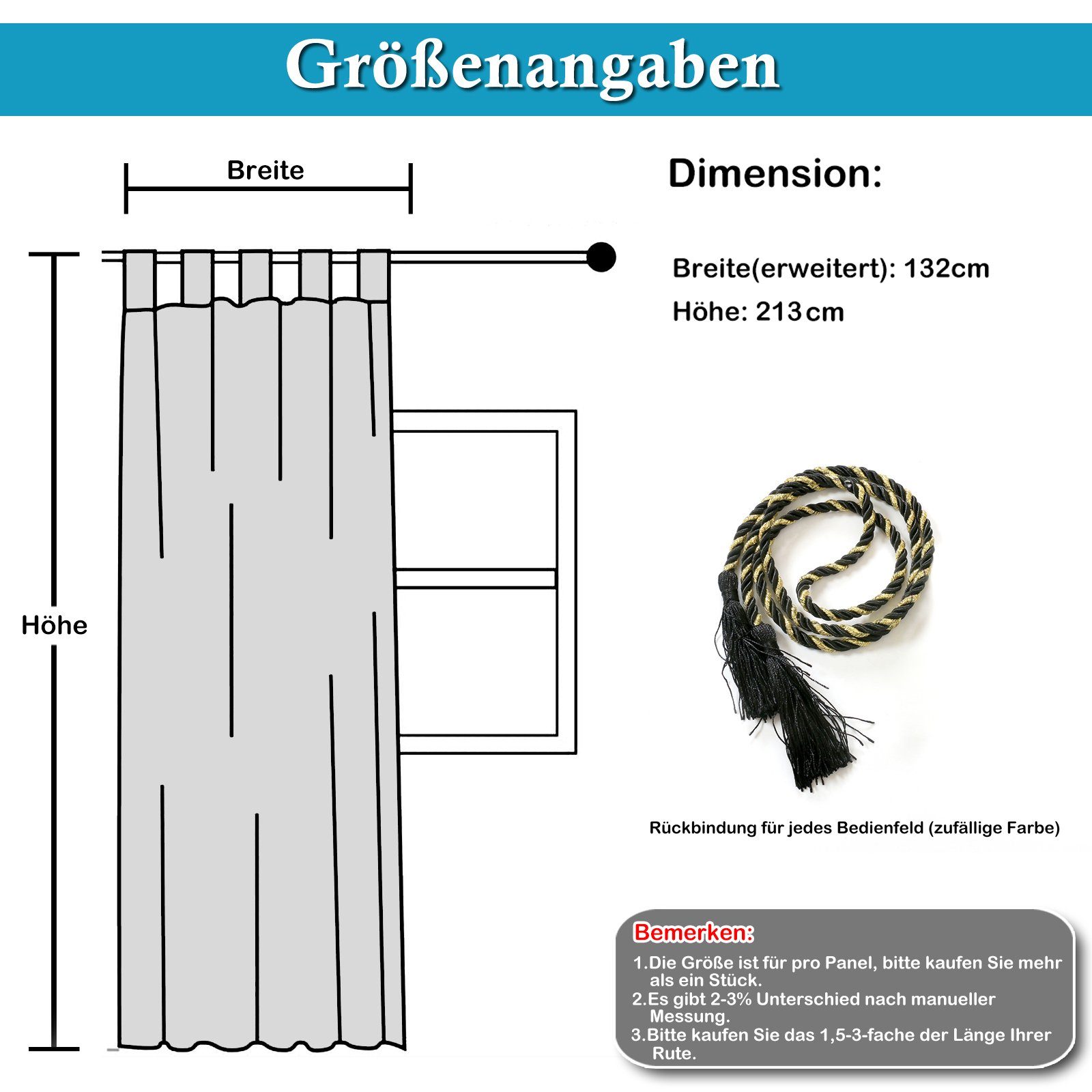 Verdunkelungsvorhang Patio (1 Thermisch Wasserdicht Qelus, isoliert Vorhang Dunkelgrau Außenvorhang St), W132xH213cm,