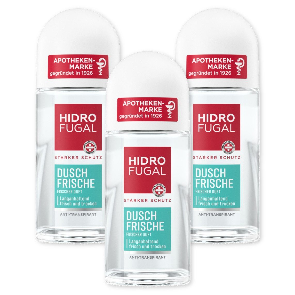 Hidrofugal Deo-Roller Deo Dusch Frische Roll-On 3x50ml, 3-tlg.