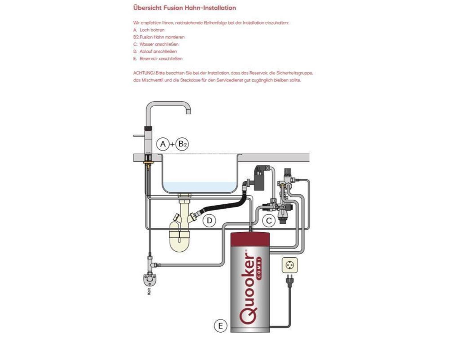 QUOOKER Küchenarmatur GARANTIE* Voll-Edelstahl COMBI JAHRE Reservoir *inkl. 7 22CFRRVS mit Classic Round Fusion