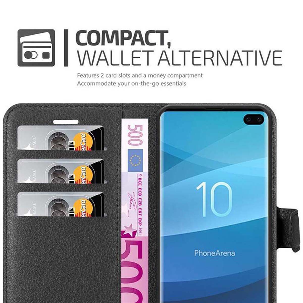 Cadorabo Handyhülle für Samsung Galaxy S10 PLUS Hülle Samsung Galaxy S10 PLUS, Hülle Schutzhülle mit Standfunktion, Kartenfach und Magnetverschluss