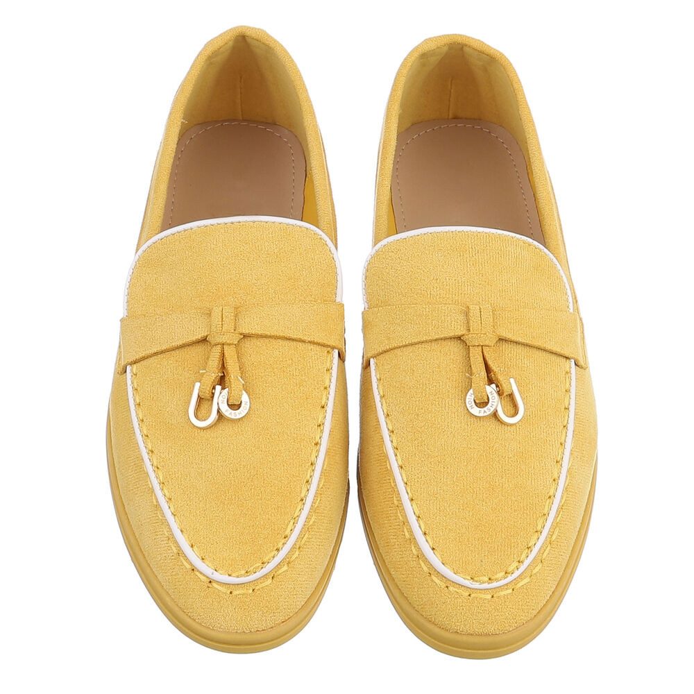 Ital-Design Damen Loafers mit komfortablem Design und eleganten Details Slipper (91116768) Blockabsatz Mokassins in Gelb – Bild 4 von 5