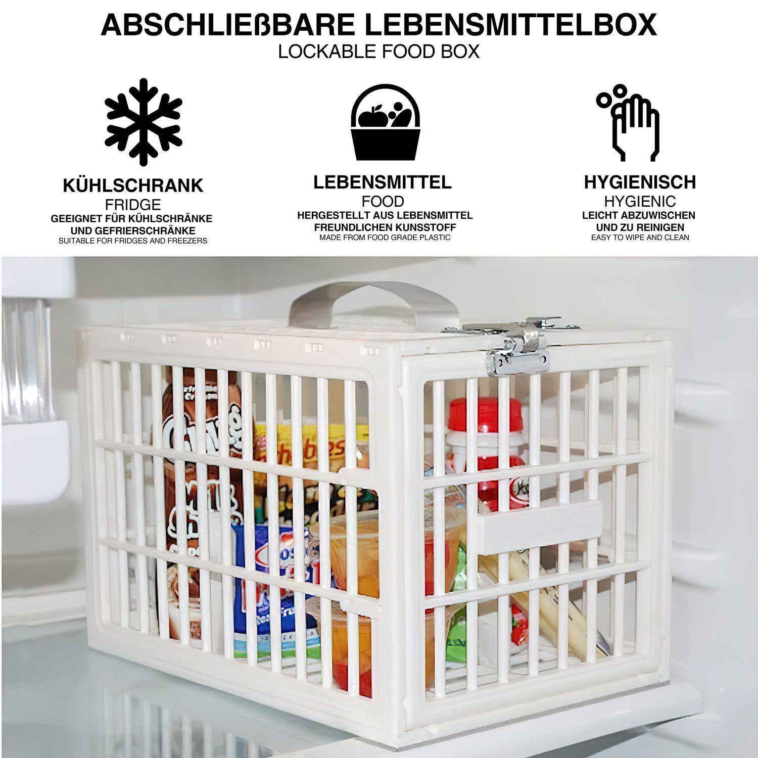 (Fridge Kühlschrankbox Tresor-Box Goods+Gadgets Aufbewahrungssystem Kühlschrank Locker), Kühlschrankschloss,