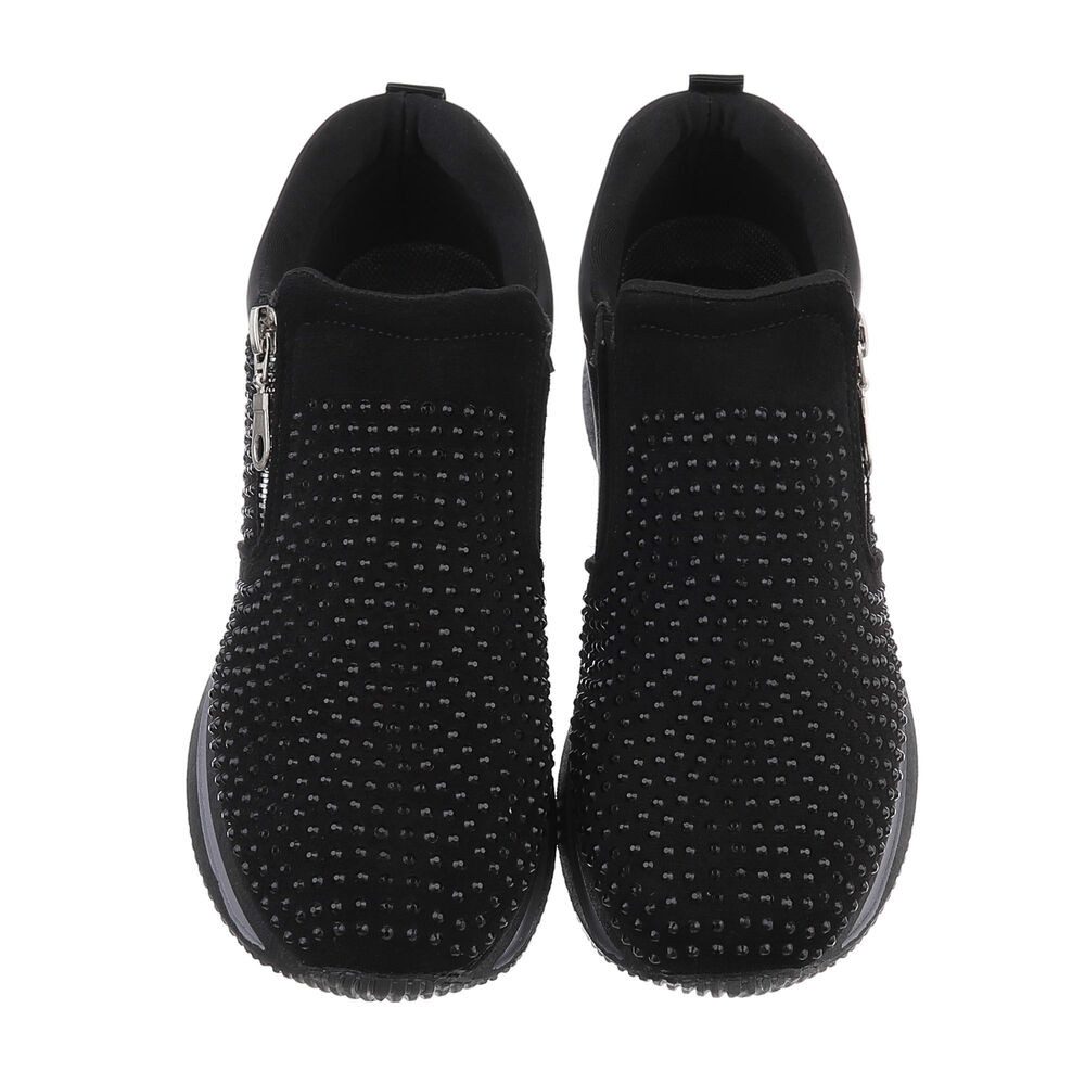 Ital-Design Damen Low-Top Freizeit Sneaker (86016692) Keilabsatz/Wedge Sneakers Low in Schwarz
