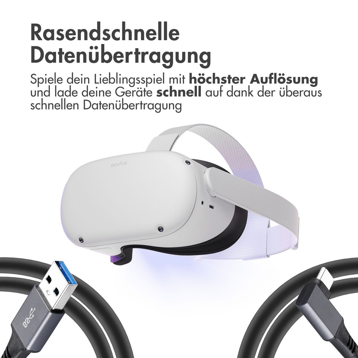 imoshion imoshion Oculus Quest 1 & 2 en Meta Quest 3 Link Kabel - 5 Meter - Sch USB-Kabel – Bild 3 von 5