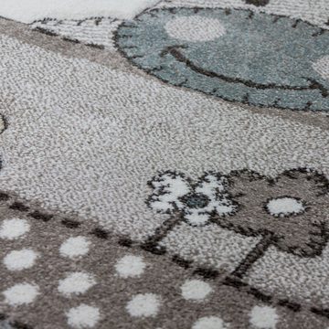 Kinderteppich Runder Teppich Kinderzimmer Bauernhof Tiere Pastell In Beige, TT Home, rund, Höhe: 16 mm