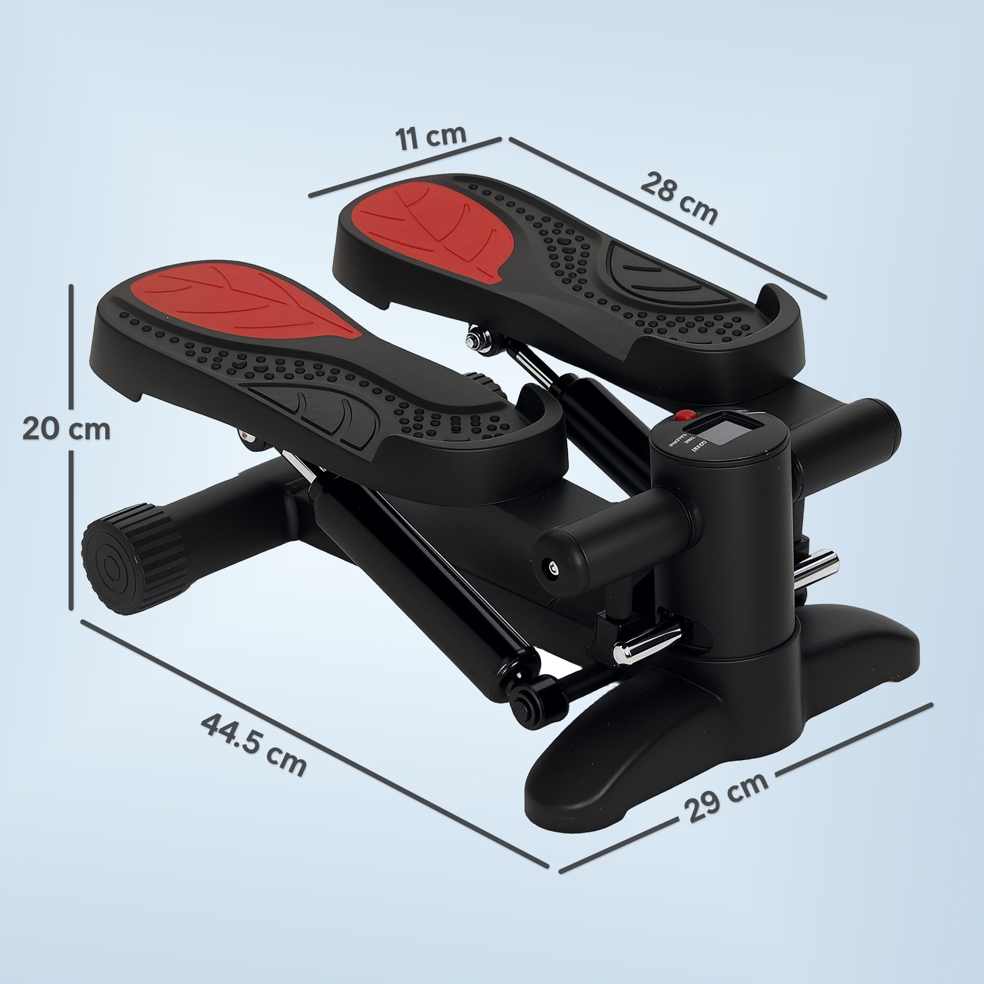 SPORTNOW Stepper Mini für Zuhause, mit LCD-Display (Fitness-Stepper bis 100 kg, 1-tlg., Stepper Hometrainer), für Beintraining, Home Office Fitness Exercise, Schwarz