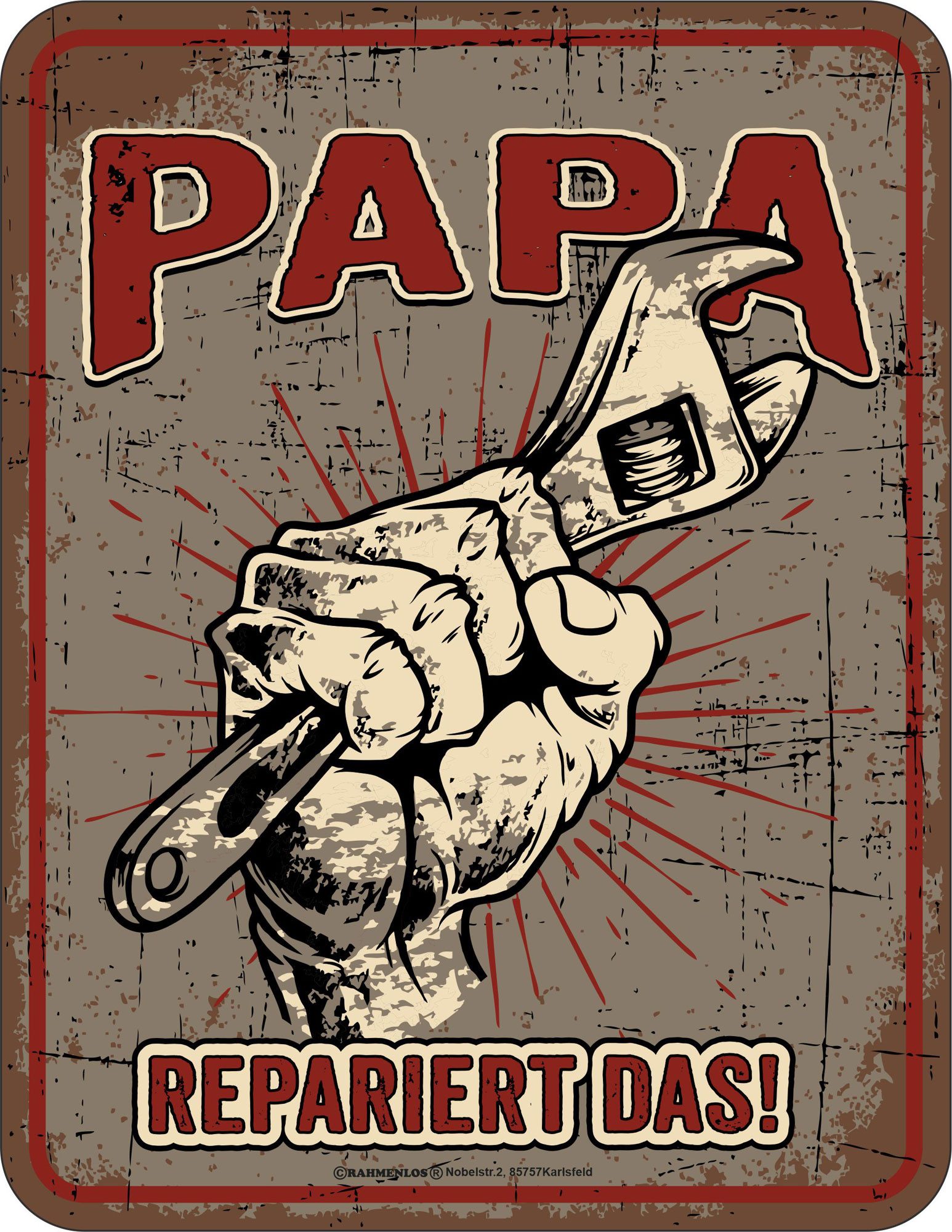 Metallschild Papa - Fun-Schilder - repariert das