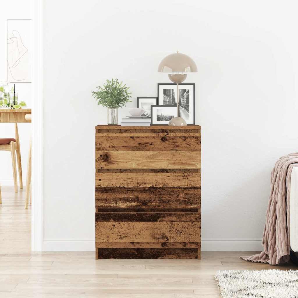 vidaXL Kommode NA Kommode Schubladenschrank Sideboard Altholz-Optik 60x35x76 cm Holzw