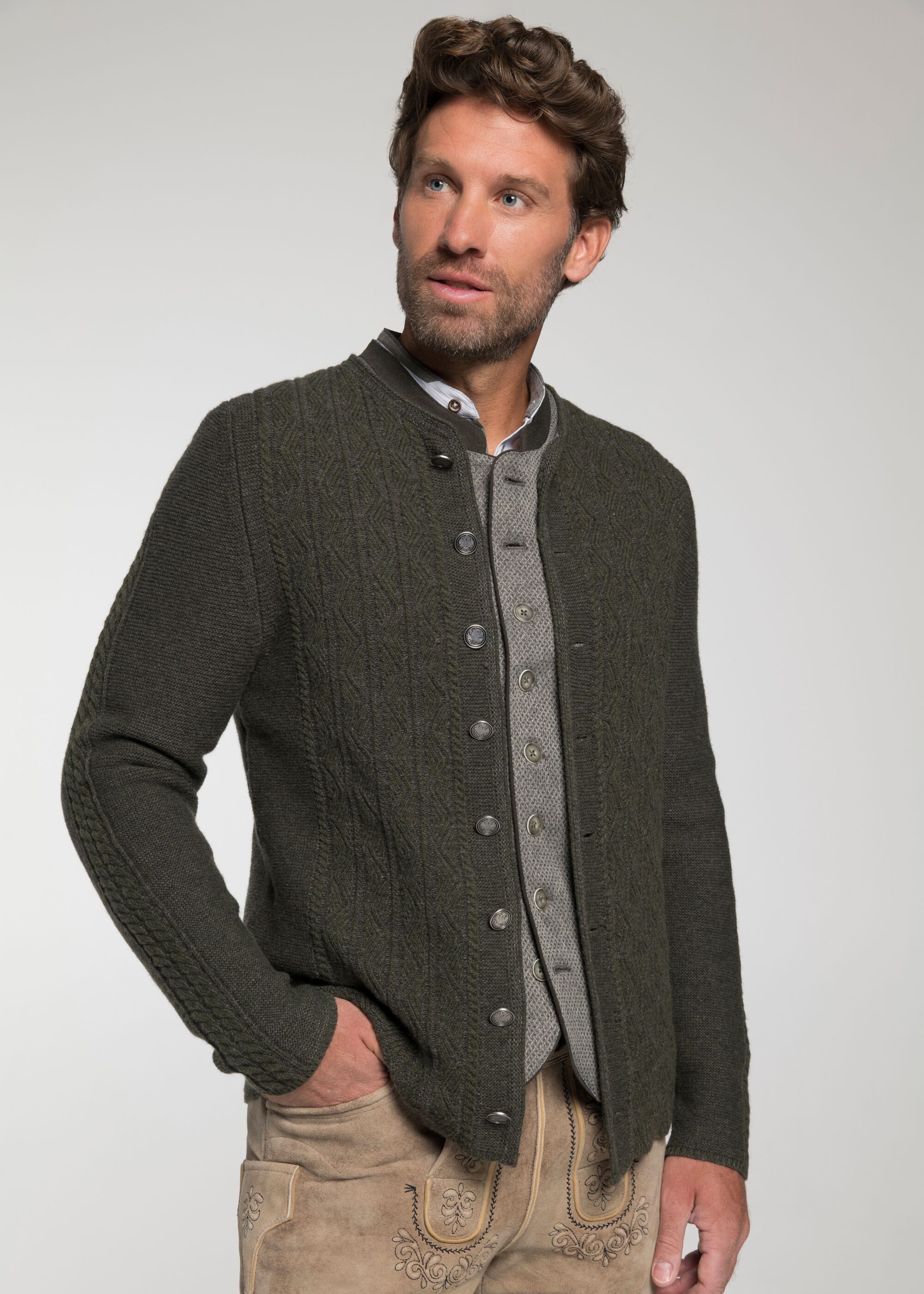Spieth & Wensky Trachtenstrickjacke Gent (1-tlg) mit Stickmuster