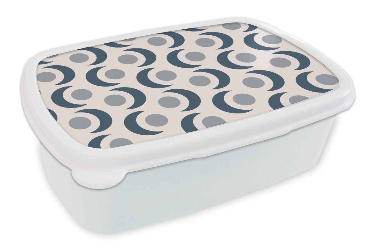 MuchoWow Lunchbox Mond - Design - Kreis, Kunststoff, (2-tlg), Brotbox für Kinder und Erwachsene, Brotdose, für Jungs und Mädchen weiß