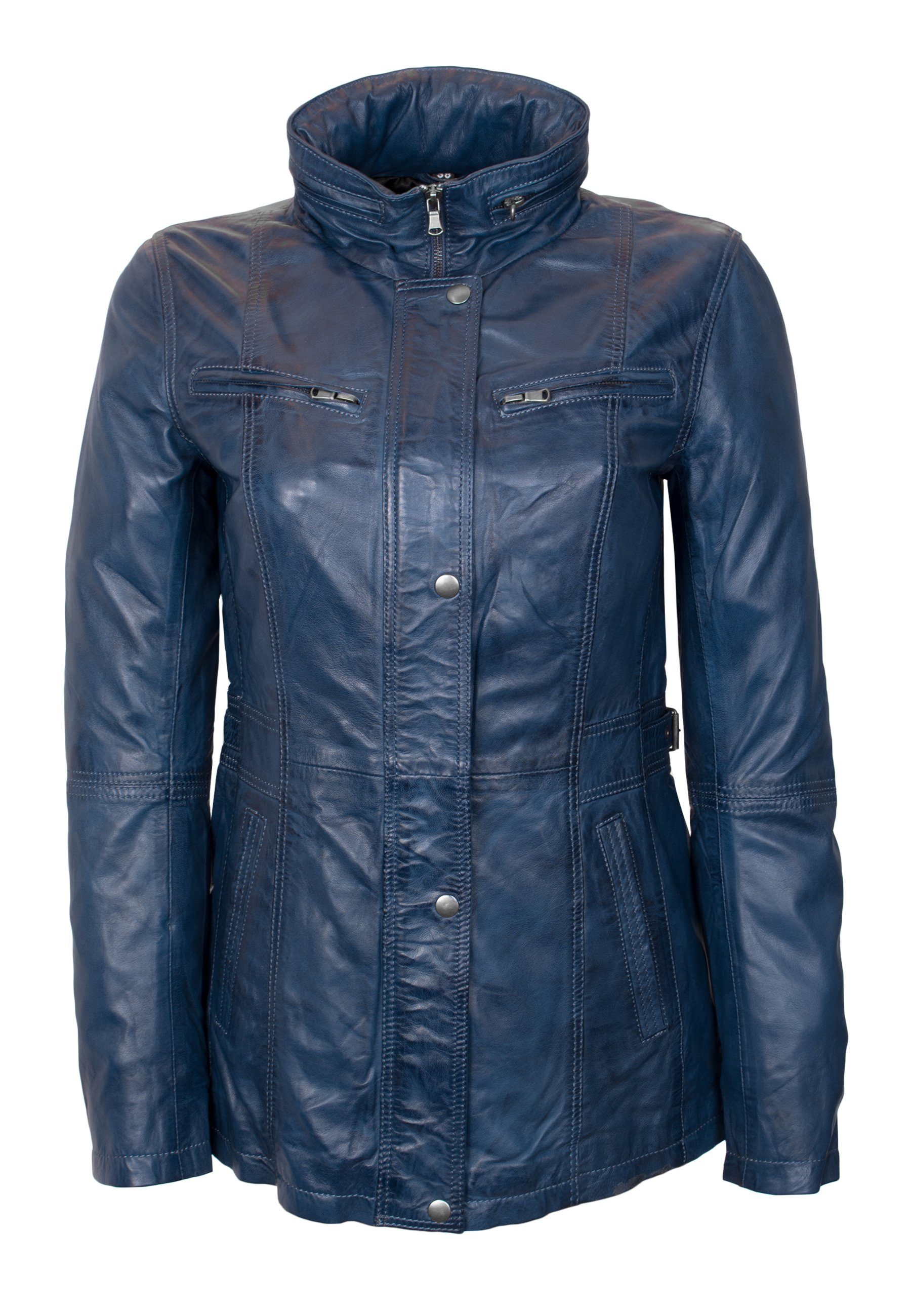 Lammnappa weichem Lederjacke Royalblau Lederjacke aus Lolus Leder Angel Lange Damen