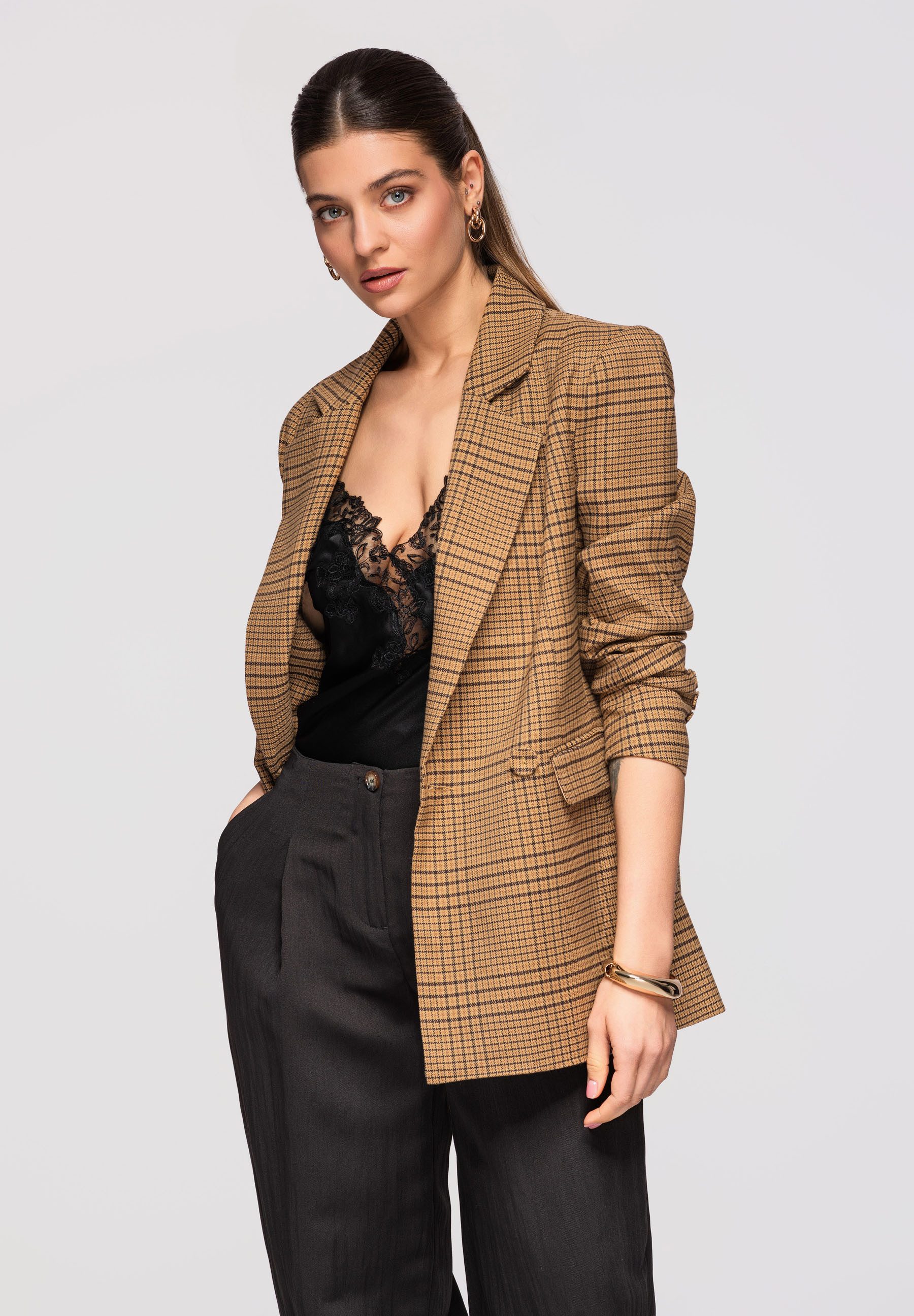 OMBRE Longblazer Damenblazer mit leicht tailliertem Schnitt