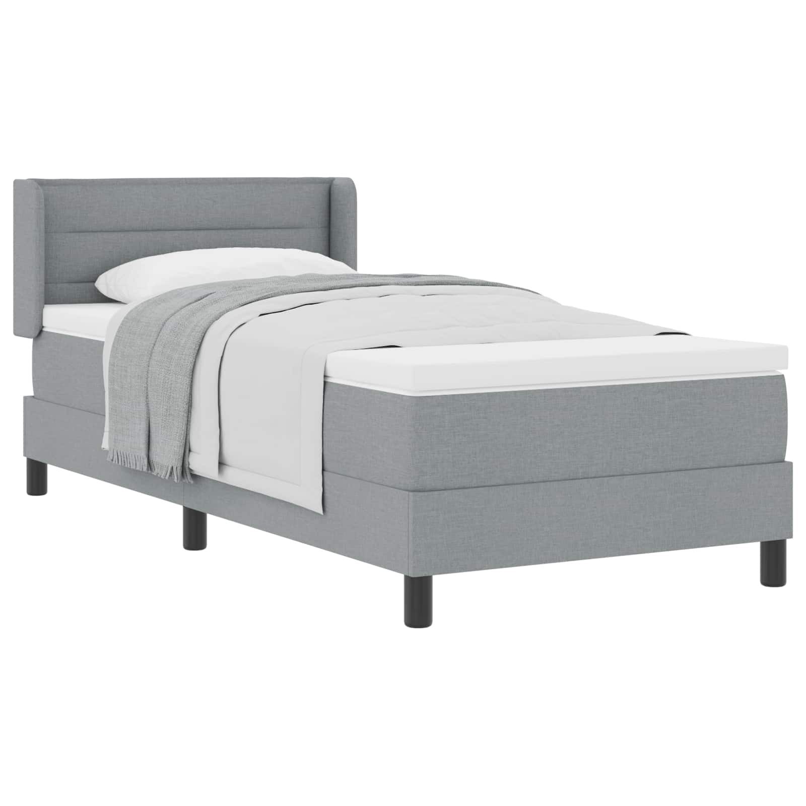 Bett Boxspringbett mit Kopfteil Hellgrau 190 x 90 cm Stoff