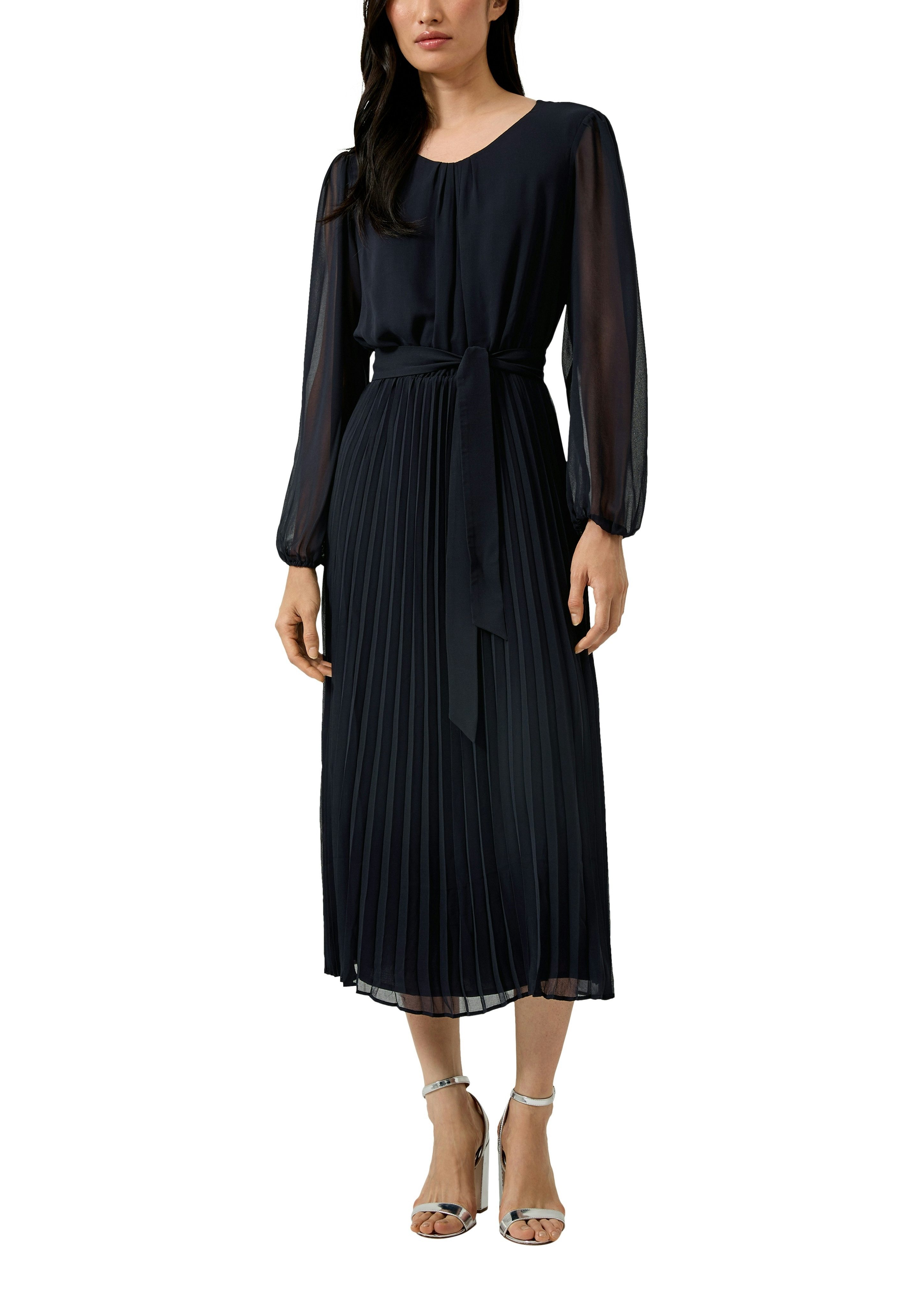 s.Oliver BLACK LABEL Meshkleid mit seitlichem Bindegürtel