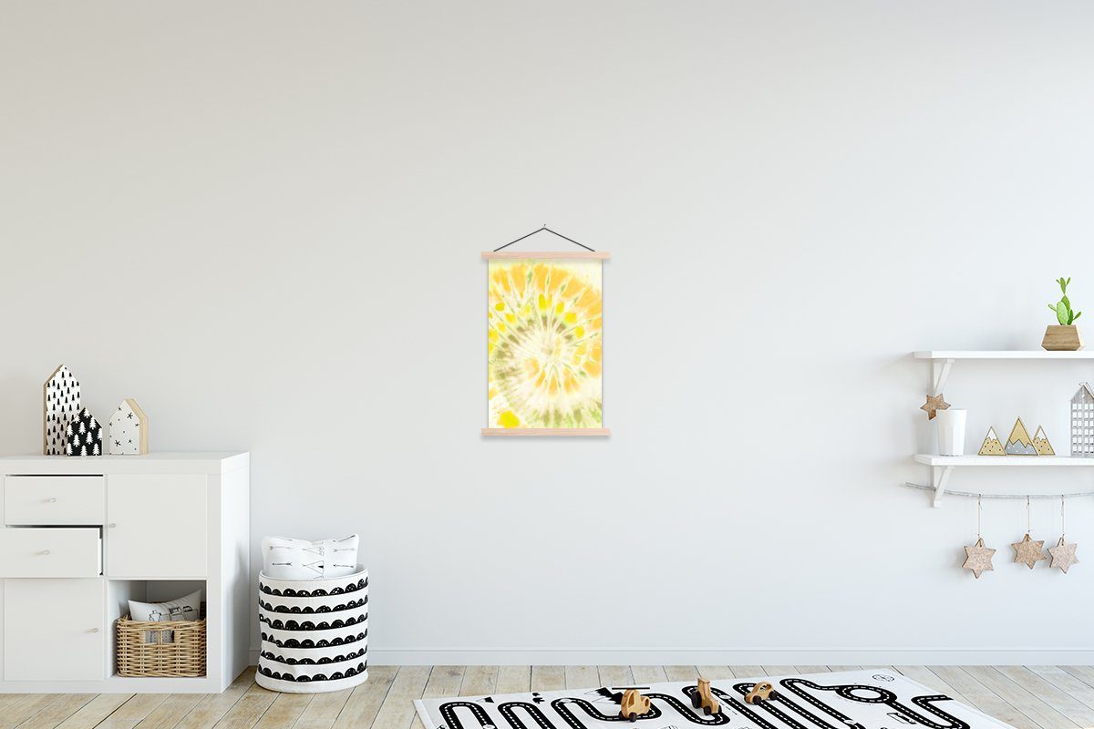 MuchoWow Poster Krawattenfärbung - Gelb - Orange, (1 St), Posterleiste, Textilposter für Wohnzimmer, Bilderleiste, Magnetisch