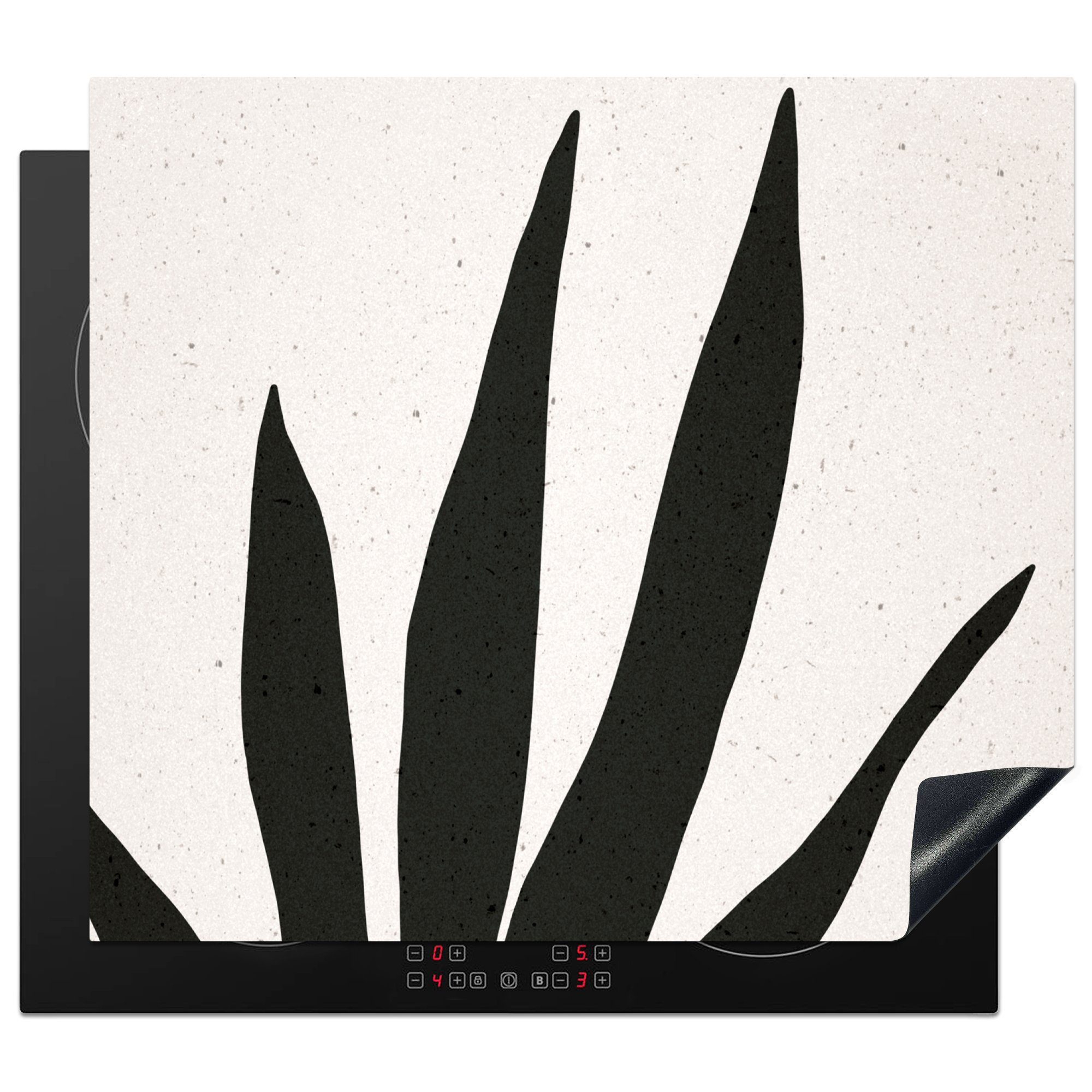 MuchoWow Herdblende-/Abdeckplatte Blatt - Pflanze - Minimalismus, Vinyl, (1 tlg), 59x51 cm, Induktionsschutz, Induktionskochfeld, Ceranfeldabdeckung