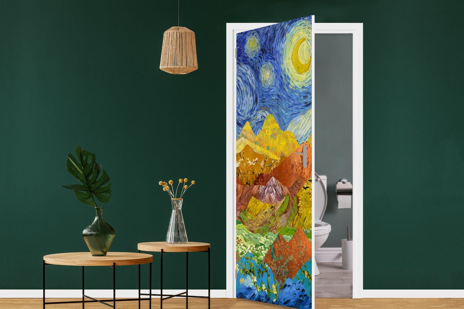 - Alte Van 75x205 Matt, Gogh, Meister Tür, für MuchoWow (1 St), Türtapete - bedruckt, Türaufkleber, Fototapete cm Collage