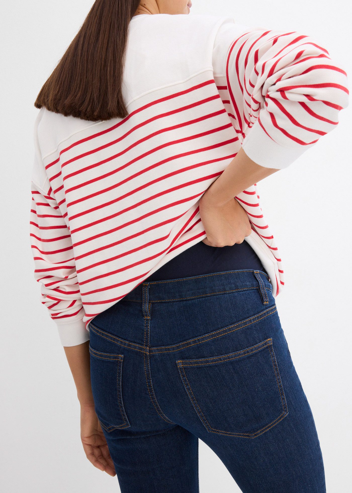 bonprix Umstandsjeans (1-tlg) regular fit, gerades Bein, breiter Bund aus Baumwolljersey, 5-Pocket