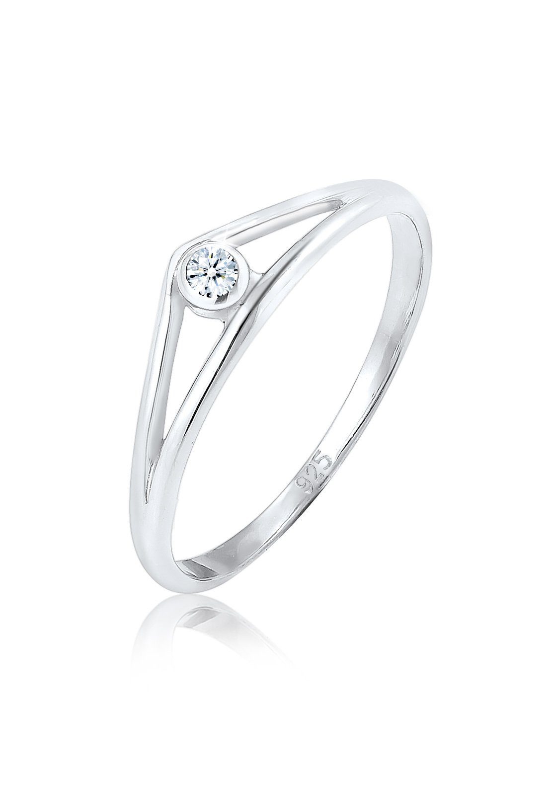 Verlobungsring Diamant Brillantschliff (0.03 ct) 925 Sterling Silber