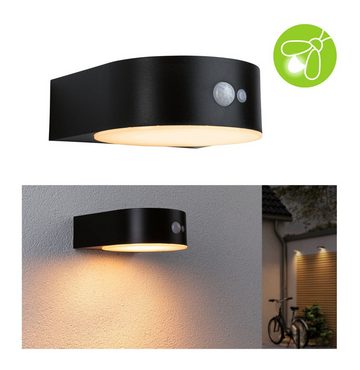 Paulmann LED Außen-Wandleuchte Solar Eileen IP44 2200K 300lm Schwarz, LED fest integriert, Warmweiß, Bewegungsmelder insektenfreundlich