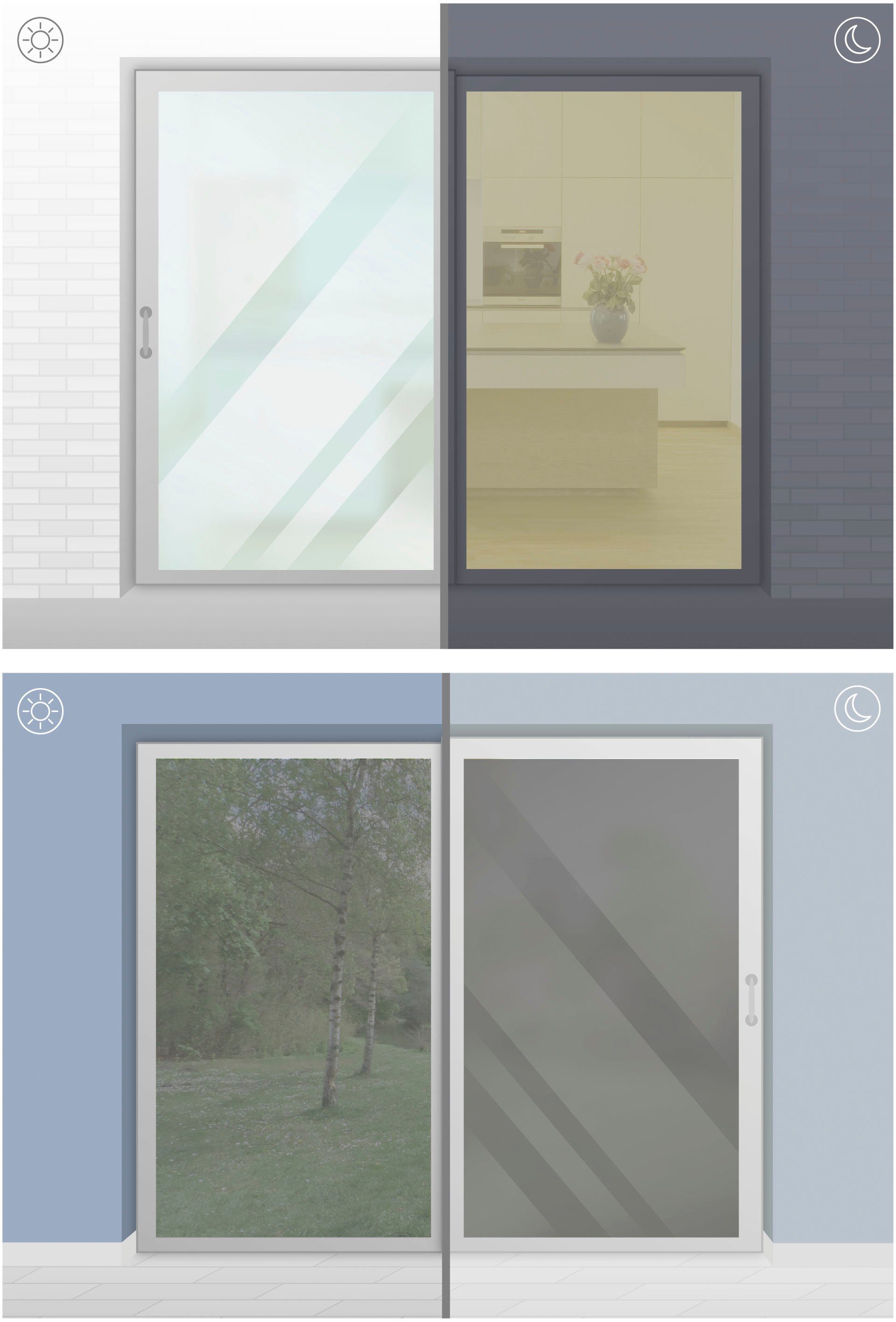GARDINIA Fensterfolie Statische UV-Folie, halbtransparent, 77% UV-Schutz