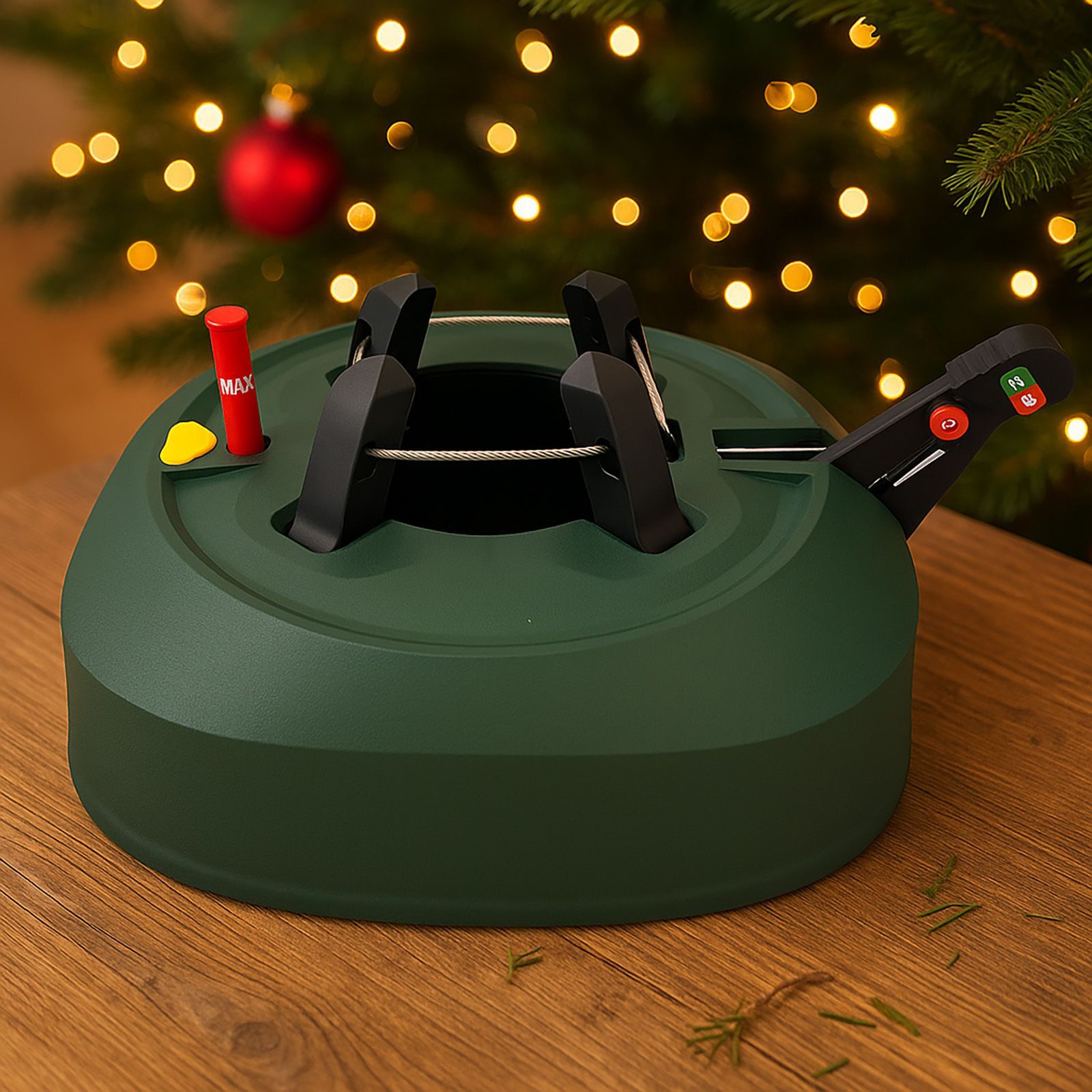 BURI Christbaumständer Weihnachtsbaumständer Tannenbaumständer 2,20 m Baumhöhe 3,2L Fußpedal, mit Fußpedal und XXL Wassertank