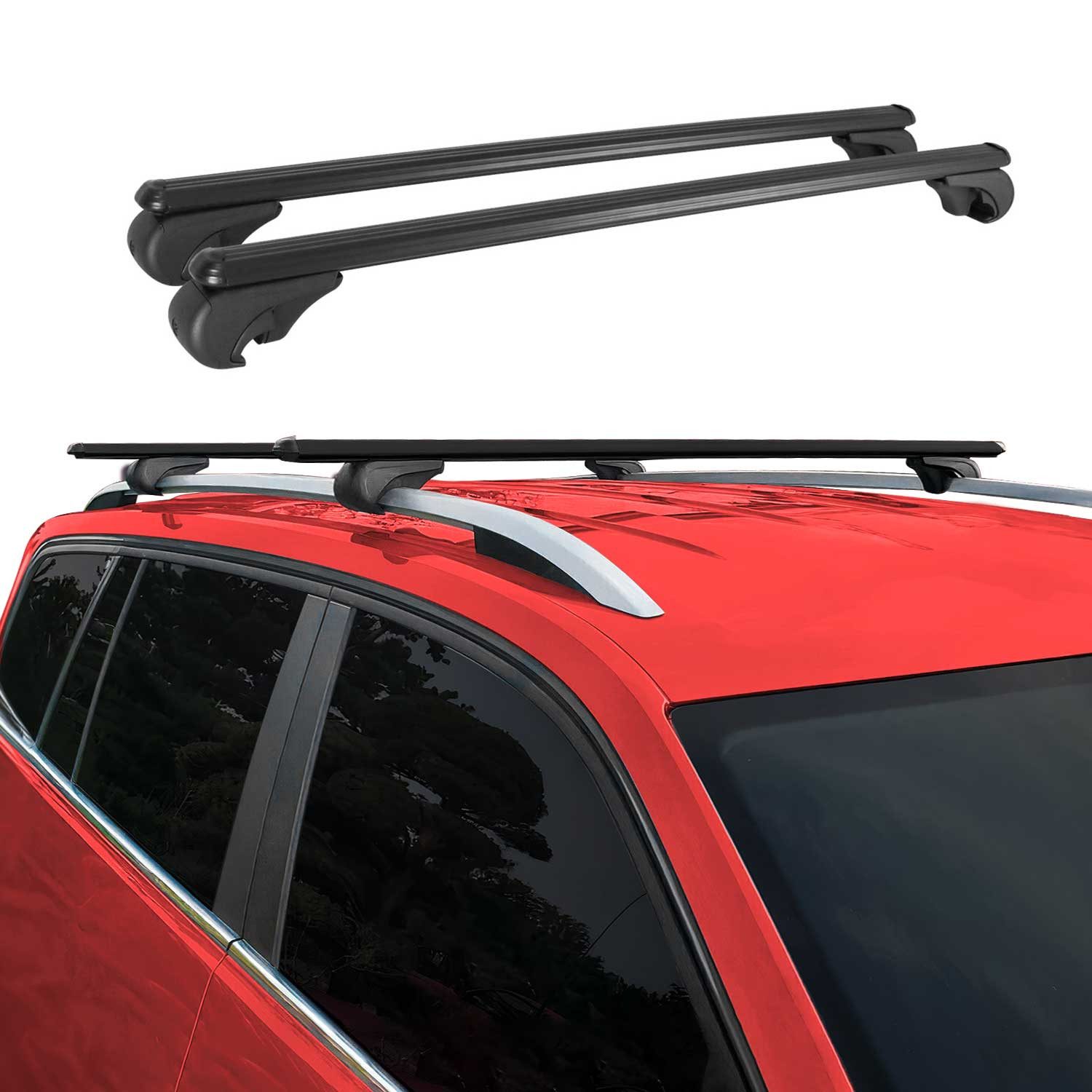 OMAC Dachträger Universal Dachträger Gepäckträger für Auto 75kg 120cm Schwarz 2x (2-St), Wasserbeständig,Abnehmbar,Multifunktional,Leichtgewichtig