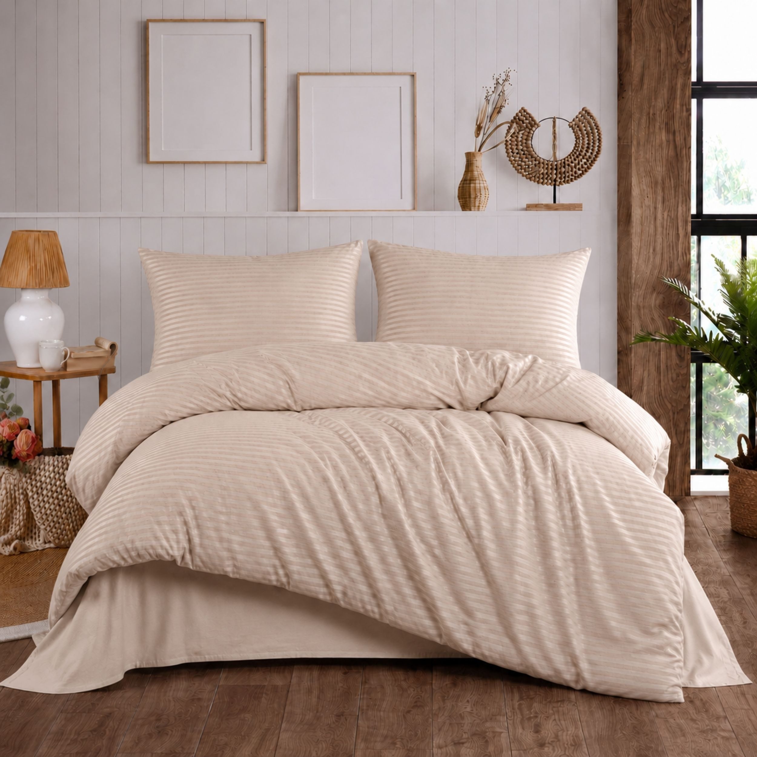 ZIRVEHOME Bettwäsche Baumwolle Bettbezug Streifenmuster– Ganzjahres-Bettwäsche-Sets Damast, Renforce, 2 teilig, 135x200 Bettbezug Baumwolle Pflegeleichte Ganzja – Bild 2 von 5