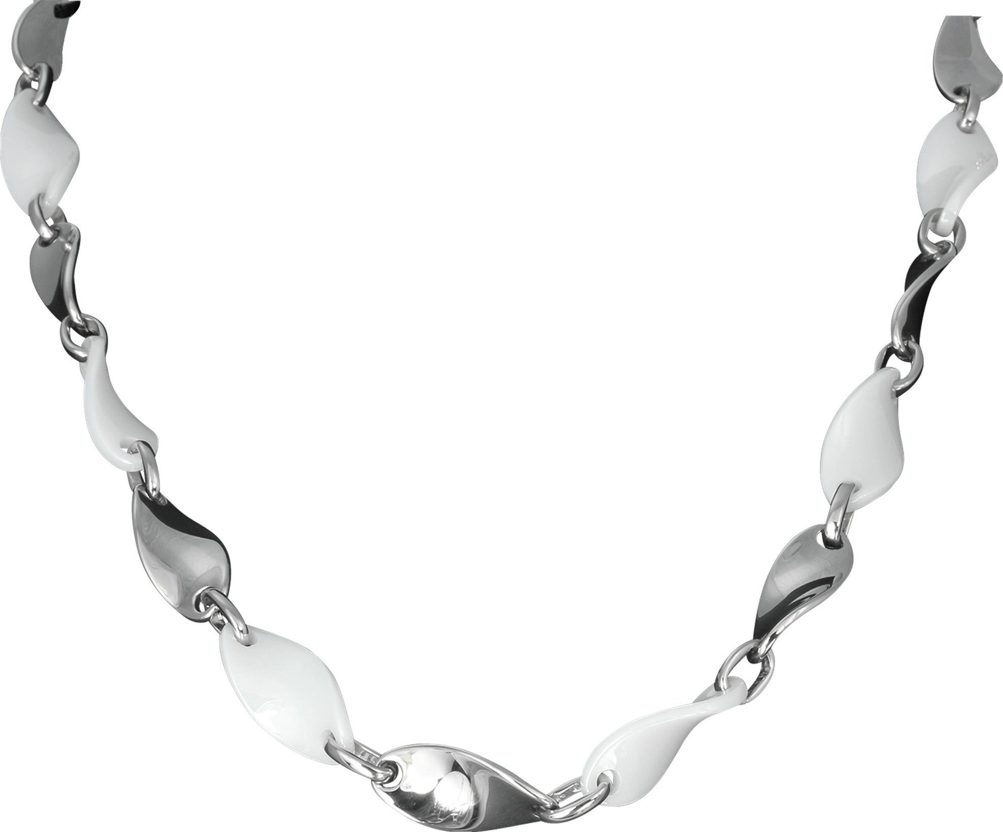 Amello Edelstahlkette Amello Welle Halskette silber weiß (Halsketten, Halskette), Damen Halsketten (Welle) aus Edelstahl (Stainless Steel)