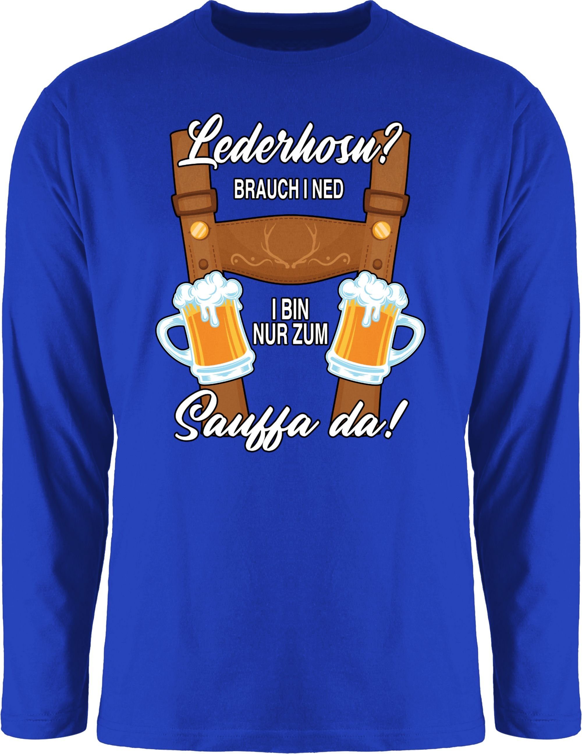 Herren Rundhalsshirt Mode 2 Sauffa Lausbub Oktoberfest Royalblau Trachten Lederhose für Outfit Shirtracer