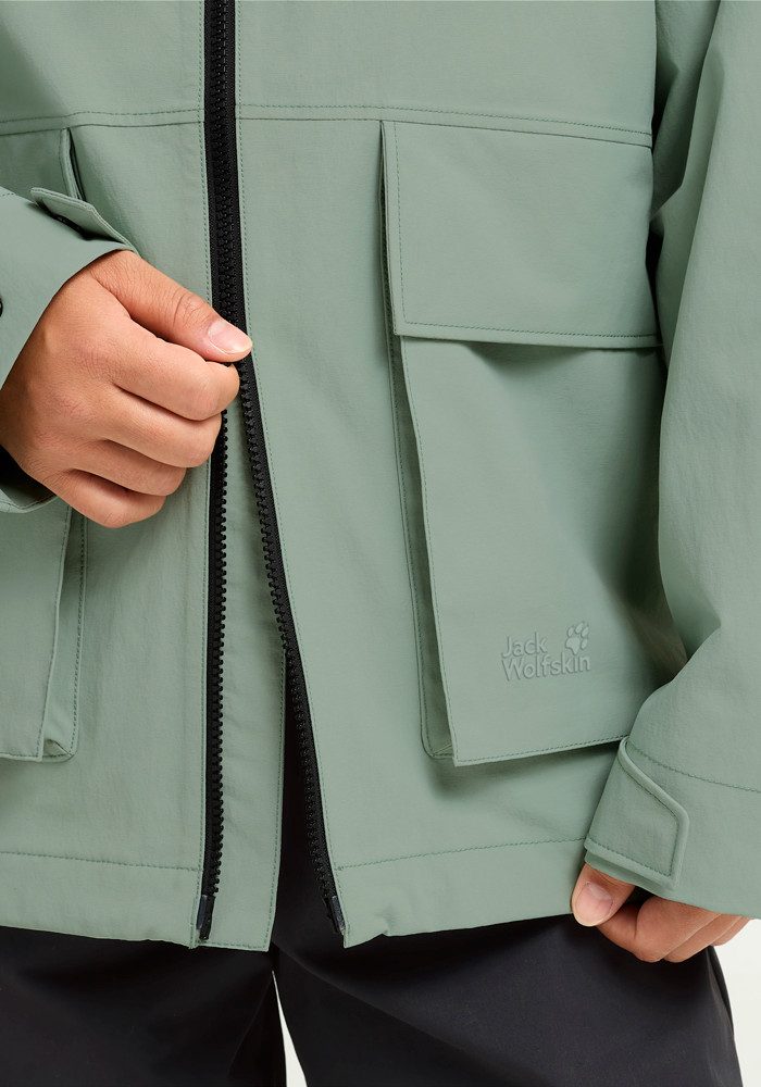 Jack Wolfskin Funktionsjacke NABUR 2L JKT W wasserdicht, atmungsaktiv, Übergangsjacke, aufgesetzte Cargotaschen