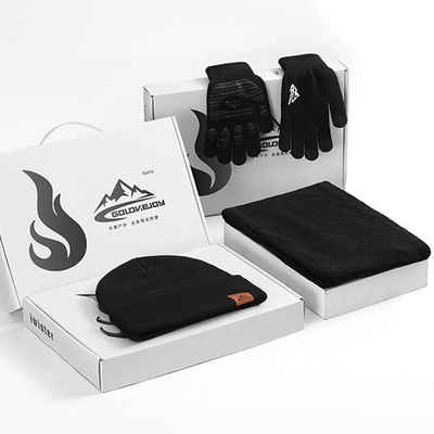 Dekorative Mütze & Schal Mütze & Schal & Handschuhe Set Winter 3er-Pack (3-tlg) 3 in 1 Schal Warme Beanie Mütze und Touchscreen Handschuhe Set