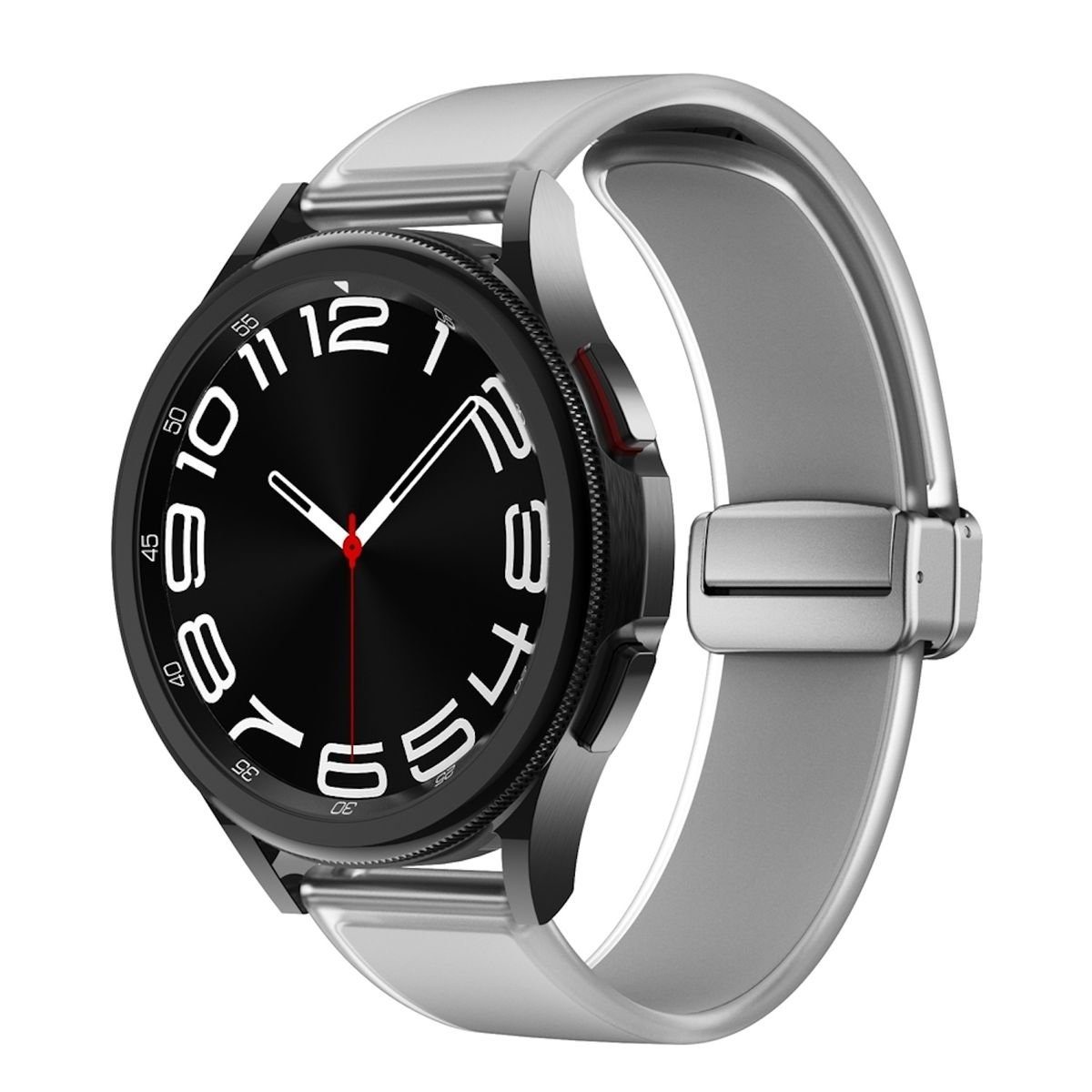 Wigento Smartwatch-Armband Für Samsung Galaxy Watch 6 / 5 / 4 Magnetisches Silikon Armband Grau