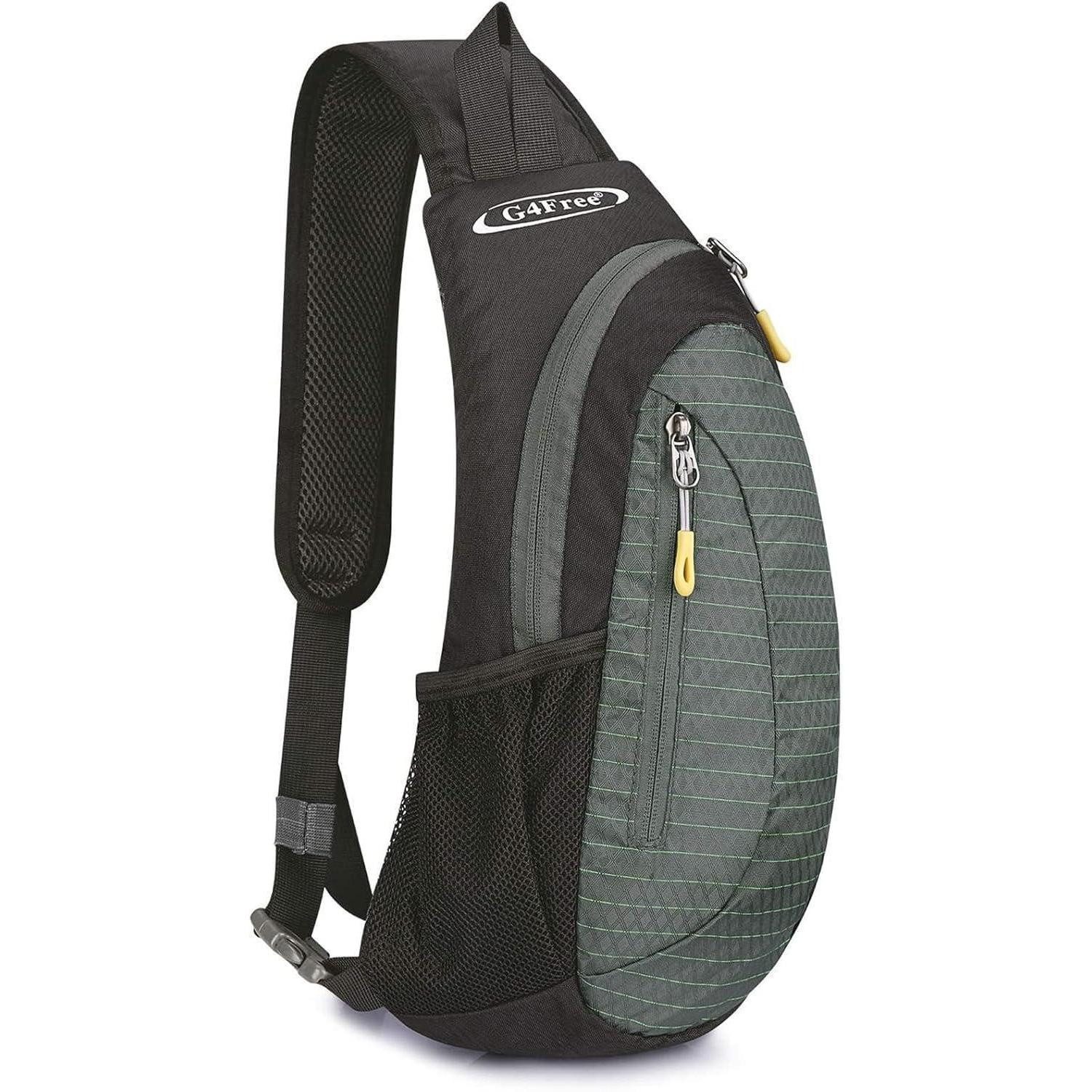 LuxusKollektion Umhängetasche Brusttasche Sling Schulter Rucksack Wandern S Schwarz und Grau