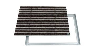 Fußmatte Emco Eingangsmatte DIPLOMAT + Rahmen 25mm Aluminium, Rips Braun, Emco, rechteckig, Höhe: 25 mm, Größe: 600x400 mm, für Innen- und überdachten Außenbereich